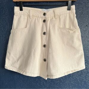 She Said Vintage Exposed Button Front Cotton Skort